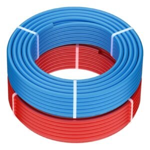 pex pipe 1/2 inch, 2 x 100 feet length pex a flexible pipe tubing for potable water, pex water lines for hot/cold water & easily restore, plumbing applications with free cutter, blue & red