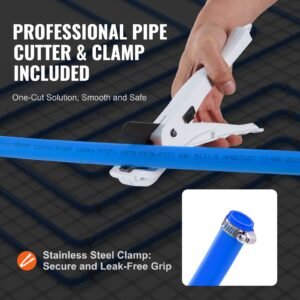 pex pipe 3/4 inch, 100 feet length pex b flexible pipe tubing for potable water, pex water lines for hot/cold water & easily restore, plumbing applications with free cutter & clamps ,blue