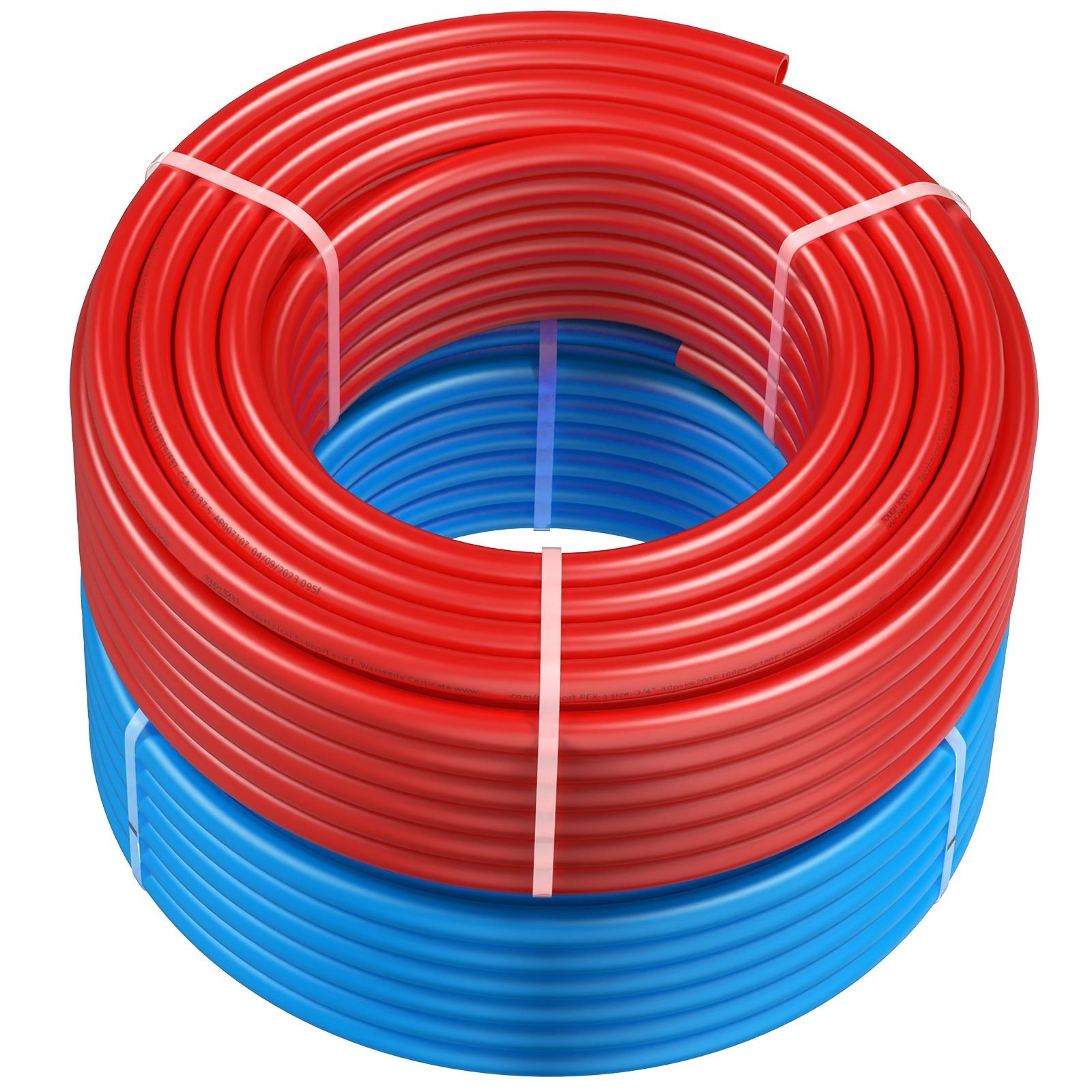 pex pipe 3/4 inch, 2 x 100 feet length pex a flexible pipe tubing for potable water, pex water lines for hot/cold water & easily restore, plumbing applications with free cutter, blue & red