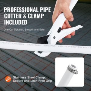 pex pipe 3/4 inch, 500 feet length pex b flexible pipe tubing for potable water, pex water lines for hot/cold water & easily restore, plumbing applications with free cutter & clamps ,white