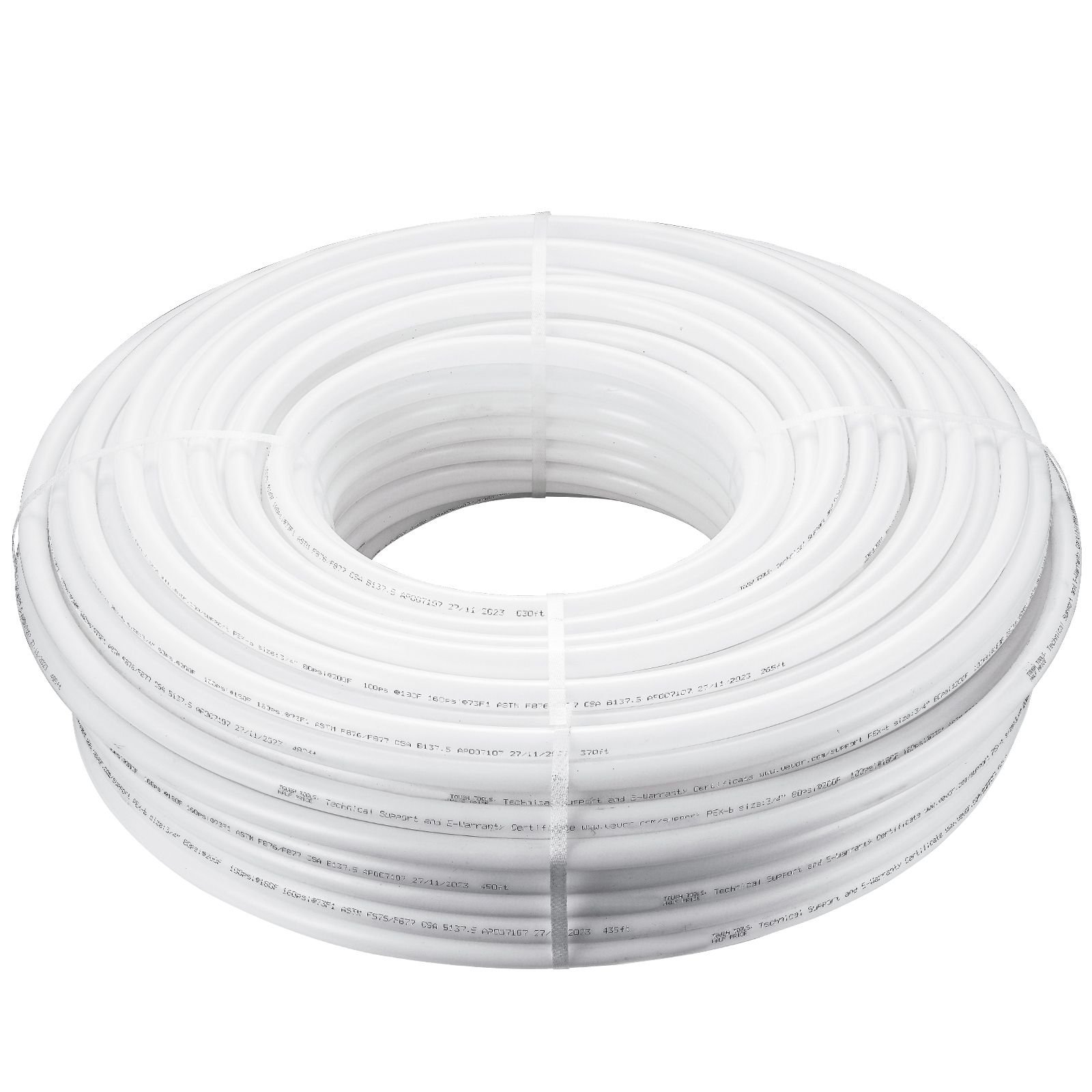 pex pipe 3/4 inch, 500 feet length pex b flexible pipe tubing for potable water, pex water lines for hot/cold water & easily restore, plumbing applications with free cutter & clamps ,white