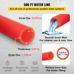 pex pipe, 7/8 inch x 500 ft pex tubing, non oxygen barrier red pex b pipe, flexible pex water line for rv sewer hose, plumbing, radiant heating