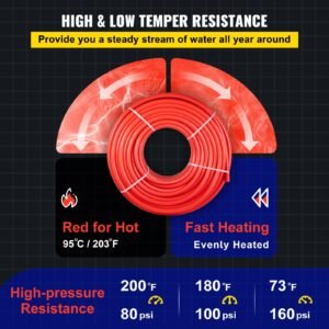 pex pipe, 7/8 inch x 500 ft pex tubing, non oxygen barrier red pex b pipe, flexible pex water line for rv sewer hose, plumbing, radiant heating