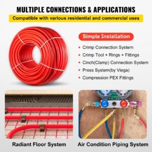 pex pipe, 7/8 inch x 500 ft pex tubing, non oxygen barrier red pex b pipe, flexible pex water line for rv sewer hose, plumbing, radiant heating
