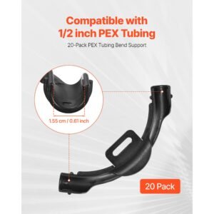 pex tubing bend support, 20 packs 90 degree elbow bend support compatible with 1/2 inch pex pipes, corrosion & rust resistant pex clamps pipe holder with nail tab
