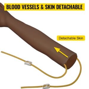 phlebotomy practice kit, dark skin iv practice kit venipuncture learning phlebotomy practice arm kit with infusion stand for nurse, medical students