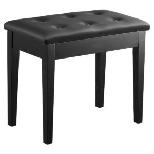 piano bench, 22" x 13.78" x 19", keyboard piano chair with high density padded cushion, storage compartment for music books, wooden piano bookcase stool seat, for vanity, living room, bedroom