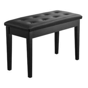 piano bench, 29.5" x 14" x 19", duet keyboard piano chair with high density padded cushion, storage compartment for music books, wooden piano bookcase stool seat, for vanity and living room
