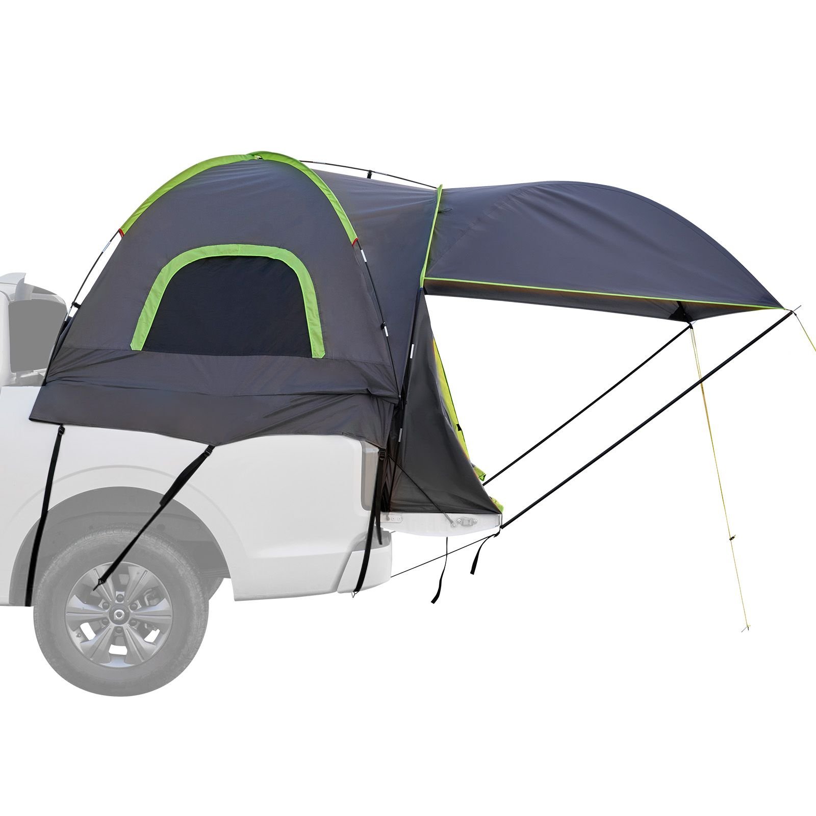 pickup truck tent, fits 5.0 5.2 ft truck tents for camping, waterproof pu2000 mm 2 3 person sleeping truck bed tent, sturdy truck bed camper shell with expandable awning, rainfly, storage bag
