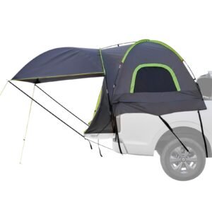 pickup truck tent, fits 8.0 8.2 ft truck tents for camping, waterproof pu2000 2 3 person sleeping truck bed tent, sturdy truck bed camper shell with expandable awning, rainfly, storage bag