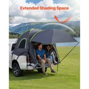 pickup truck tent, fits 8.0 8.2 ft truck tents for camping, waterproof pu2000 2 3 person sleeping truck bed tent, sturdy truck bed camper shell with expandable awning, rainfly, storage bag