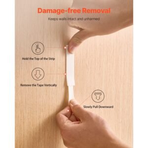 picture hanging strips, 34 pairs, large picture hangers with removable adhesive, hook & loop strips, wall hanging strips for damage free picture hanger, mounting of photos, frames, wall decor