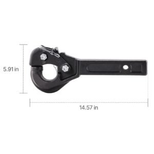 pintle hook, 20000 lbs towing capacity, pintle hitch receiver for 2 inch hitch hook military receiver, fits 2.5 to 3 inch lunette ring, 15.6 inch length, black powder coat, for various trailers