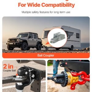 pintle hook, 20000 lbs towing capacity, trailer hitches receiver hook combination 2 inch hitch ball, fits for 2.5 to 3 inch lunette ring with mounting kit, wear resistant, black powder coat