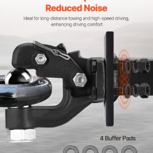 pintle hook, 20000 lbs towing capacity, trailer hitches receiver hook combination 2 inch hitch ball, fits for 2.5 to 3 inch lunette ring with mounting kit, wear resistant, black powder coat