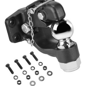 pintle hook, 30000 lbs towing capacity, trailer hitches receiver hook combination 2 5/16 inch hitch ball, fits 2.5 to 3 inch lunette ring with mounting kit, wear resistant, black powder coat