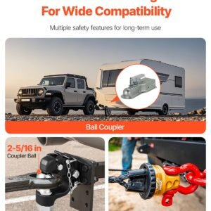 pintle hook, 30000 lbs towing capacity, trailer hitches receiver hook combination 2 5/16 inch hitch ball, fits 2.5 to 3 inch lunette ring with mounting kit, wear resistant, black powder coat