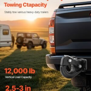pintle hook, 30000 lbs towing capacity, trailer hitches receiver hook fits for 2.5 to 3 inch lunette ring with mounting kit, wear resistant, black powder coat, suitable for various vehicles