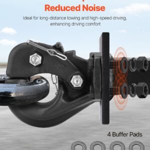 pintle hook, 30000 lbs towing capacity, trailer hitches receiver hook fits for 2.5 to 3 inch lunette ring with mounting kit, wear resistant, black powder coat, suitable for various vehicles
