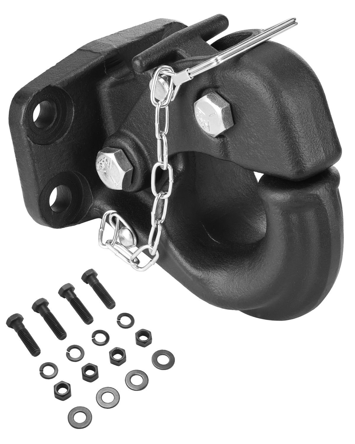 pintle hook, 30000 lbs towing capacity, trailer hitches receiver hook fits for 2.5 to 3 inch lunette ring with mounting kit, wear resistant, black powder coat, suitable for various vehicles