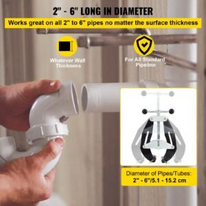 pipe clamp, 2 to 6 in, high strength ultra clamp with quick acting screws, steel pipe alignment tool with lightweight design, black