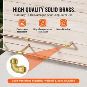 pipe fittings, 1/2" 12pcs brass pipe fittings, elbow push fit pipe connector brass air fittings, heavy duty plumbing fittings adapter for heating/shower systems, water pipes