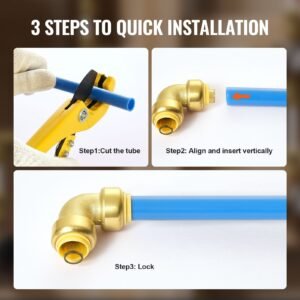 pipe fittings, 1/2" 12pcs brass pipe fittings, elbow push fit pipe connector brass air fittings, heavy duty plumbing fittings adapter for heating/shower systems, water pipes