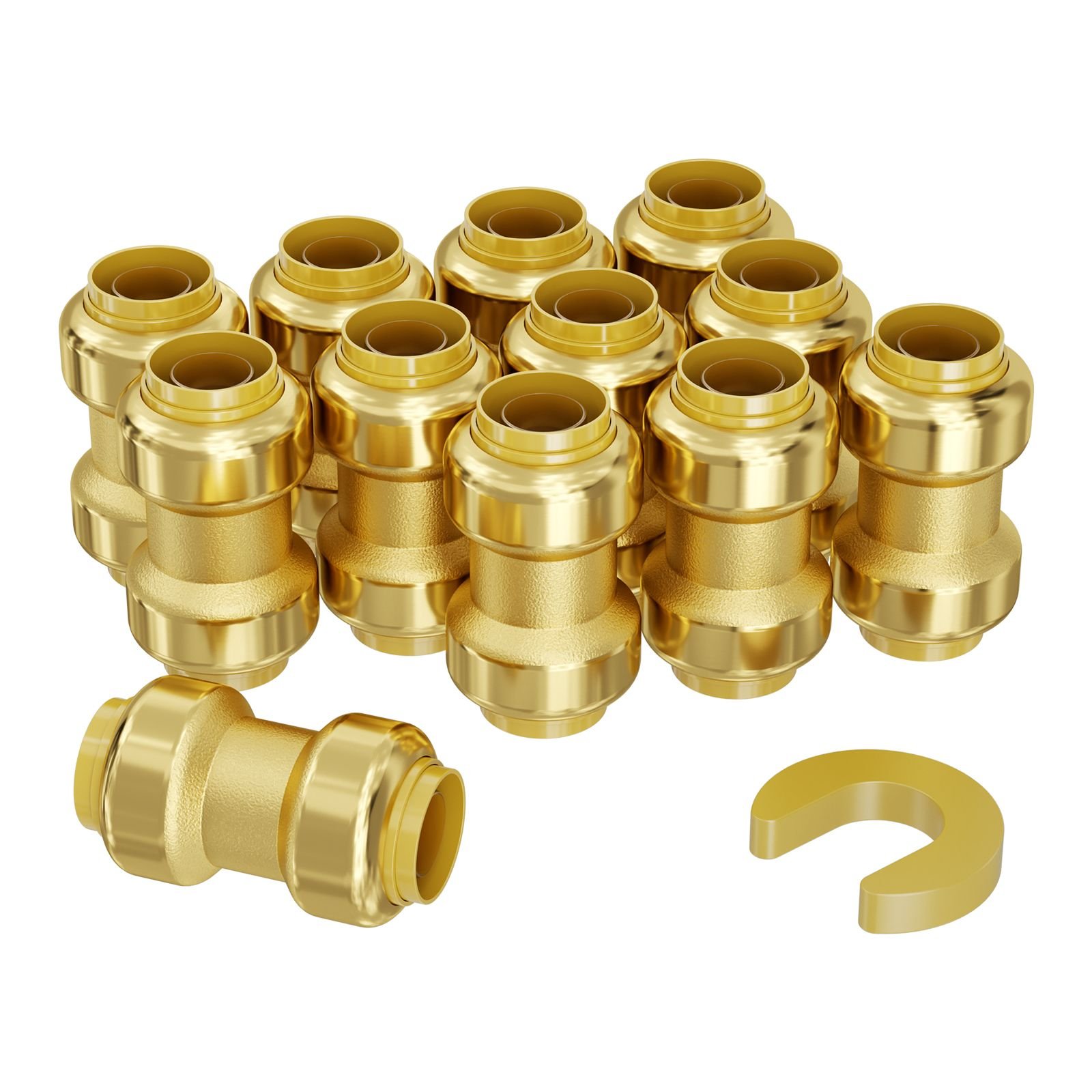 pipe fittings, 1/2" 12pcs brass pipe fittings, straight through push fit pipe connector brass air fittings, heavy duty plumbing fittings adapter for heating/shower systems, water pipes