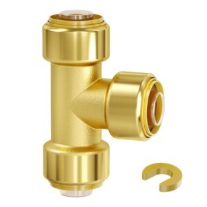 Pipe Fittings, 1/2" 12PCS Tee Brass Pipe Fittings, Push-Fit Pipe Connector Brass Air Fittings, Heavy Duty Plumbing Fittings Adapter for Heating/Shower Systems, Water Pipes