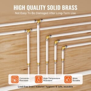 pipe fittings, 1/2" 20pcs brass pipe fittings, clamp style 1/2 npt internal thread pipe connector brass air fittings, heavy duty plumbing fittings npt adapter for heating/shower systems