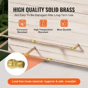 pipe fittings, 1/2" 3/4" 12pcs brass pipe fittings, straight through push fit pipe connector brass air fittings, heavy duty plumbing fittings adapter for heating/shower systems,water pipes