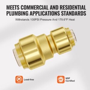 pipe fittings, 1/2" 3/4" 12pcs brass pipe fittings, straight through push fit pipe connector brass air fittings, heavy duty plumbing fittings adapter for heating/shower systems,water pipes