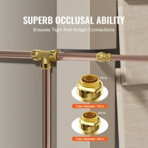 pipe fittings, 1/2" 3/4" 12pcs brass pipe fittings, straight through push fit pipe connector brass air fittings, heavy duty plumbing fittings adapter for heating/shower systems,water pipes