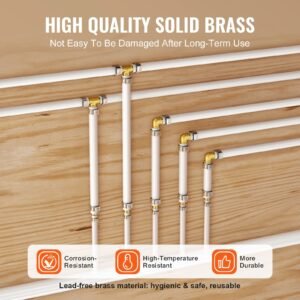 pipe fittings, 1/2" 3/4" 50pcs brass pipe fittings, clamp style 1/2 npt internal thread pipe connector brass air fittings, heavy duty plumbing fittings npt adapter for heating/shower systems