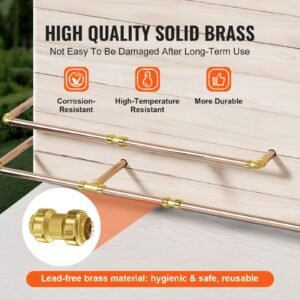 pipe fittings, 3/4" 12pcs brass pipe fittings, straight through push fit pipe connector brass air fittings, heavy duty plumbing fittings adapter for heating/shower systems, water pipes