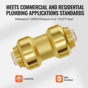 pipe fittings, 3/4" 12pcs brass pipe fittings, straight through push fit pipe connector brass air fittings, heavy duty plumbing fittings adapter for heating/shower systems, water pipes