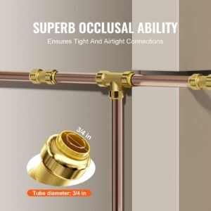pipe fittings, 3/4" 12pcs brass pipe fittings, straight through push fit pipe connector brass air fittings, heavy duty plumbing fittings adapter for heating/shower systems, water pipes