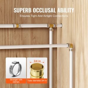 pipe fittings, 3/4" 50pcs brass pipe fittings, clamp style elbows pipe connector brass air fittings, heavy duty plumbing fittings tube adapter for heating/shower systems,outdoor water pipes