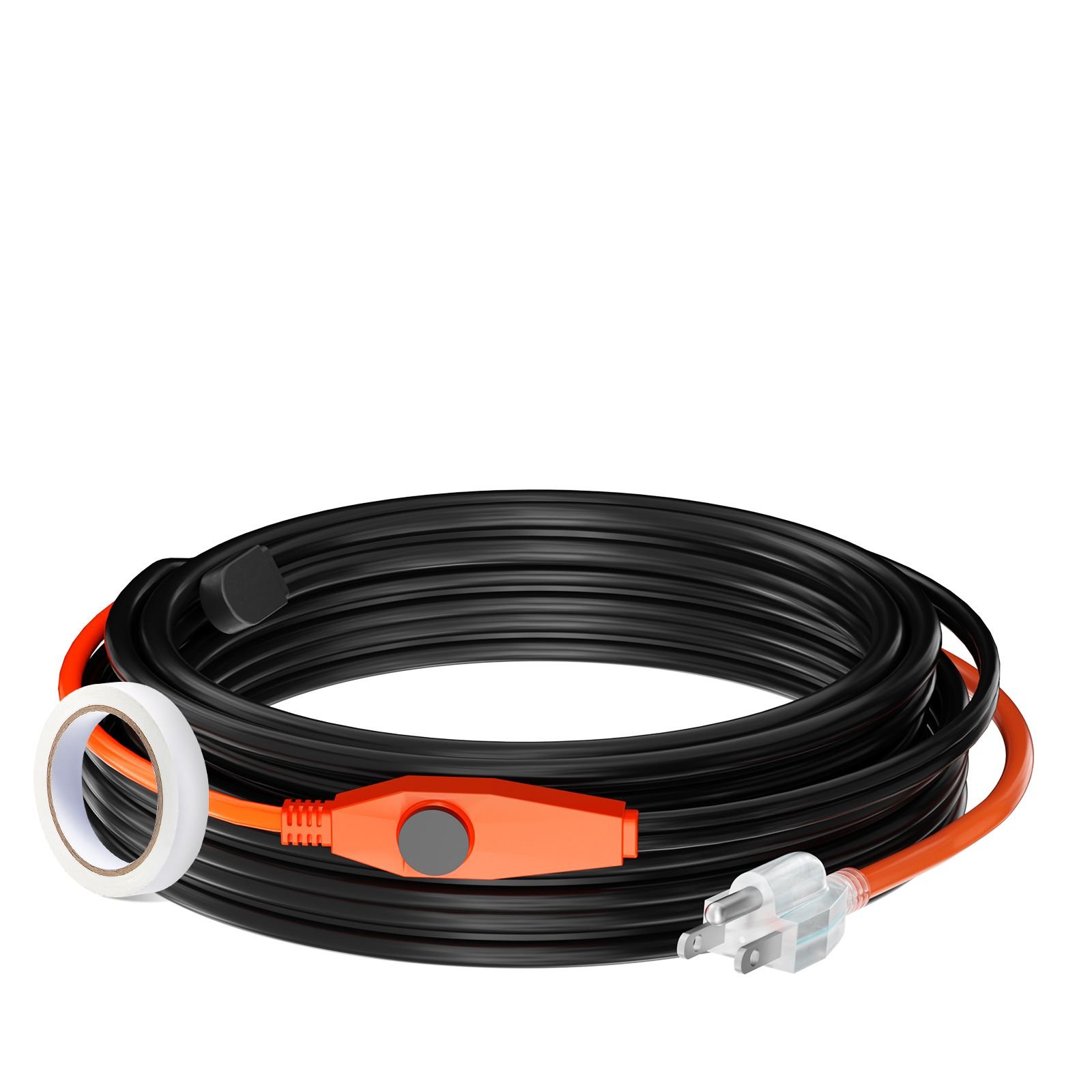 pipe heating cable, 30ft 7w/ft heat tape for pipes with built in thermostat, water pipe heat cable protects pvc hose, metal and plastic pipe from freezing