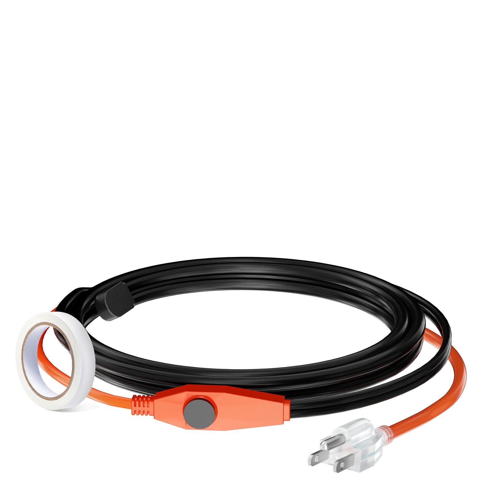 pipe heating cable, 3ft 7w/ft heat tape for pipes with built in thermostat, water pipe heat cable protects pvc hose, metal and plastic pipe from freezing