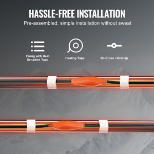 pipe heating cable, 60ft 7w/ft heat tape for pipes with built in thermostat, water pipe heat cable protects pvc hose, metal and plastic pipe from freezing