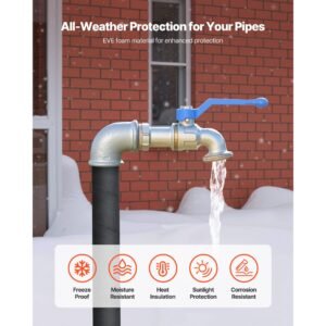 pipe insulation wrap, 14 ft x 2 inch pipe insulation foam tape, self adhesive water pipes insulated foam wrap for winter freeze protection, heat & cold resistant for outdoor indoor use