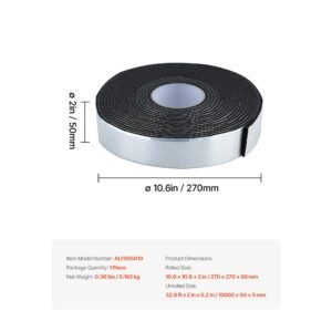 pipe insulation wrap, 32.8 ft x 2 inch pipe insulation tape with aluminum foil layer, self adhesive foam and foil pipes wrap for freeze protection, heat & cold resistant for outdoor indoor use