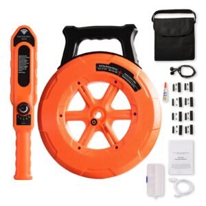 Pipe Locators, 100ft/30m PVC Pipe Locators Underground, IP67 Waterproof Pipe Blockage Detector with Adjustable Sensitivity, Sewer Wall Scanner Plumbing Tool for PVC Plastic Metal Water Pipes