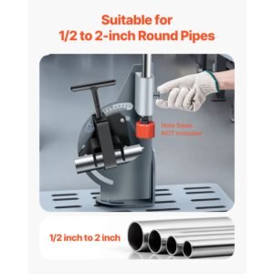 pipe notcher, 1/2 to 2 inch tubing notcher with 0 to 60° adjustable angle, pipe and tube notching tool for repair shops, home projects, metalworking