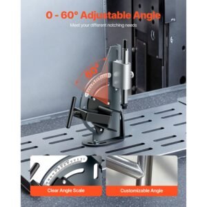 pipe notcher, 1/2 to 2 inch tubing notcher with 0 to 60° adjustable angle, pipe and tube notching tool for repair shops, home projects, metalworking
