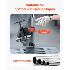 pipe notcher, tubing notcher for 1/2 to 2 inch pipes, pipe & tube notcher with 0 to 60° adjustable angle for metal, pvc, wood pipes, ideal for repair shops, home projects, metalworking