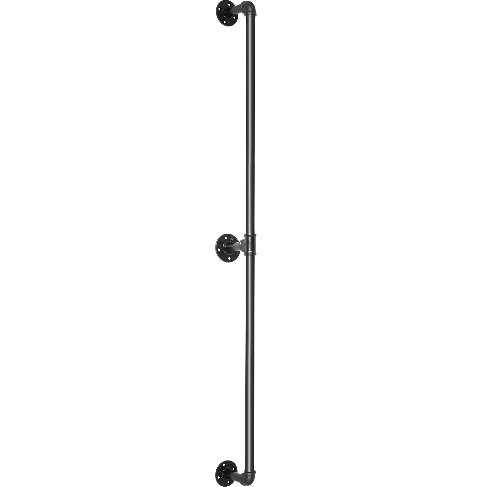 pipe stair handrail, 6ft staircase handrail, 440lbs load capacity carbon steel pipe handrail, industrial pipe handrail with wall mount support, round corner wall handrailings for indoor, outdoor