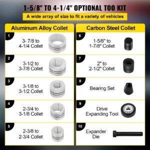 pipe stretcher kit, exhaust pipe stretcher kit 1 5/8" to 4 1/4", exhaust pipe expander kit for tail pipe tube, exhaust pipe expander tool with storing case, 7 pcs pipe expander, exhaust stretc