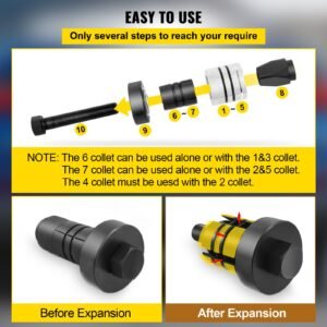 pipe stretcher kit, exhaust pipe stretcher kit 1 5/8" to 4 1/4", exhaust pipe expander kit for tail pipe tube, exhaust pipe expander tool with storing case, 7 pcs pipe expander, exhaust stretc